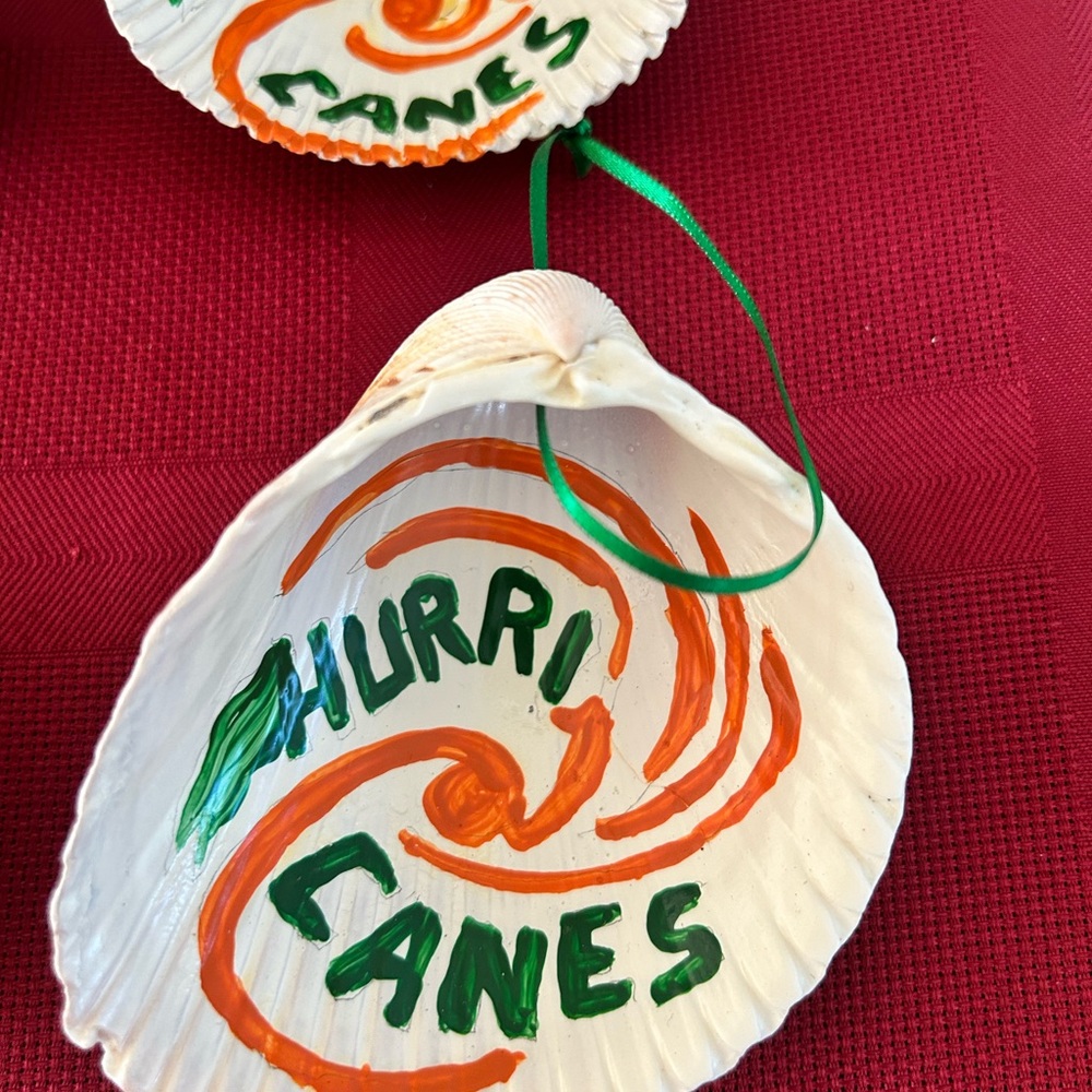 Miami Hurricanes Hand Crafted Shell Ornament Set # 1 - Picture 4 of 6